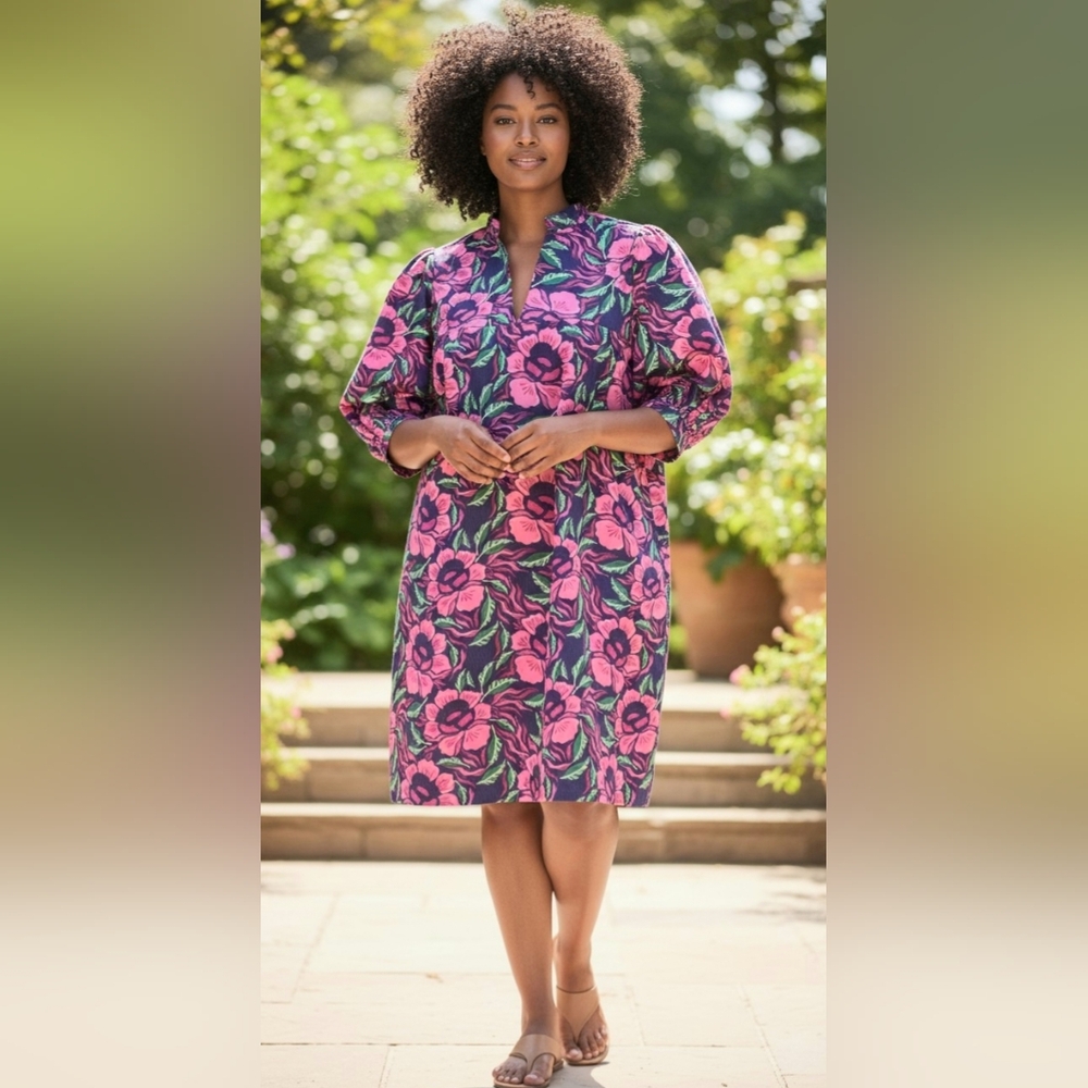 Michelle Mcdowell Floral Pink and Green Women's Dress